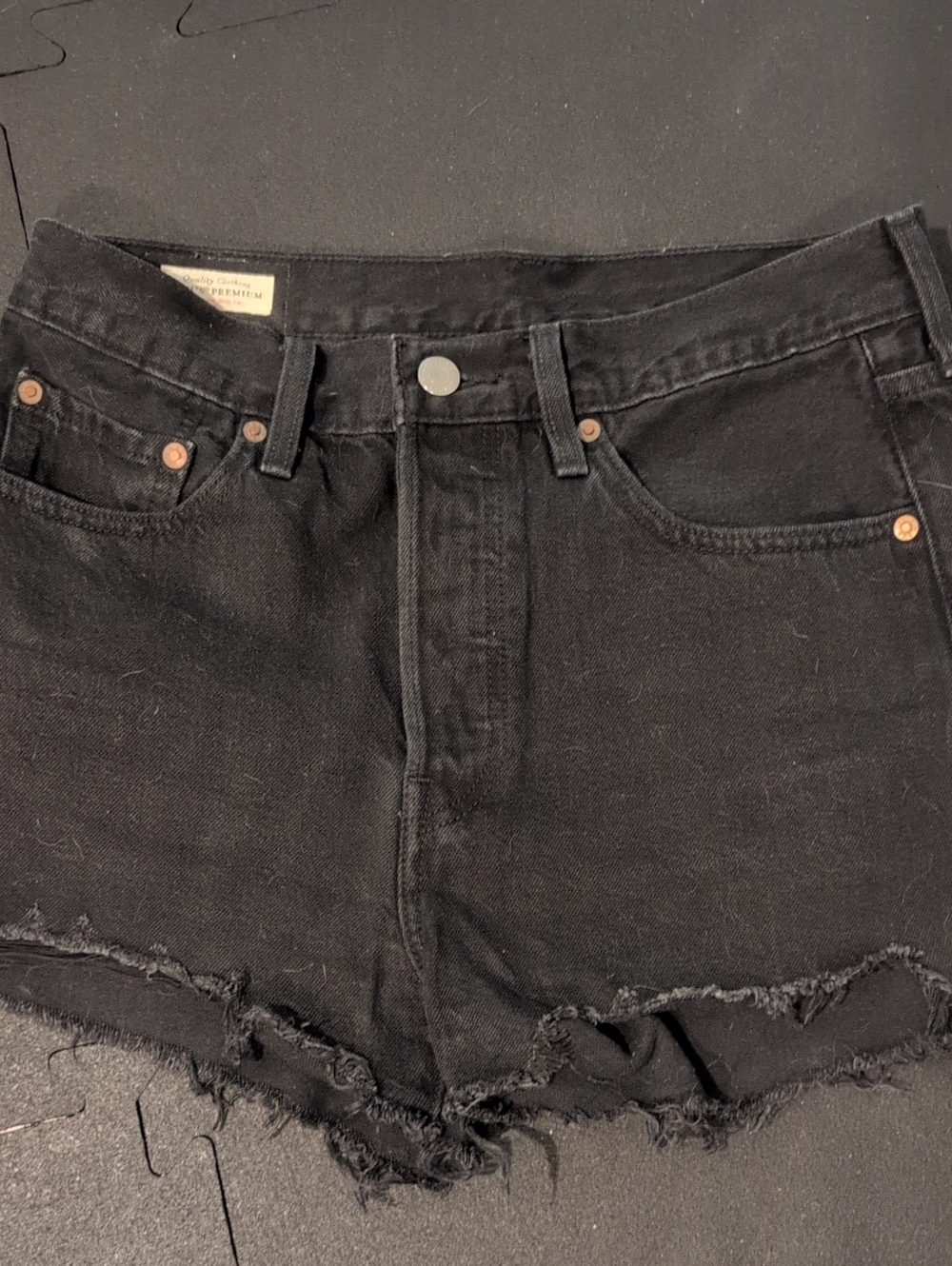 Levi's Black Frayed Hem Denim Shorts